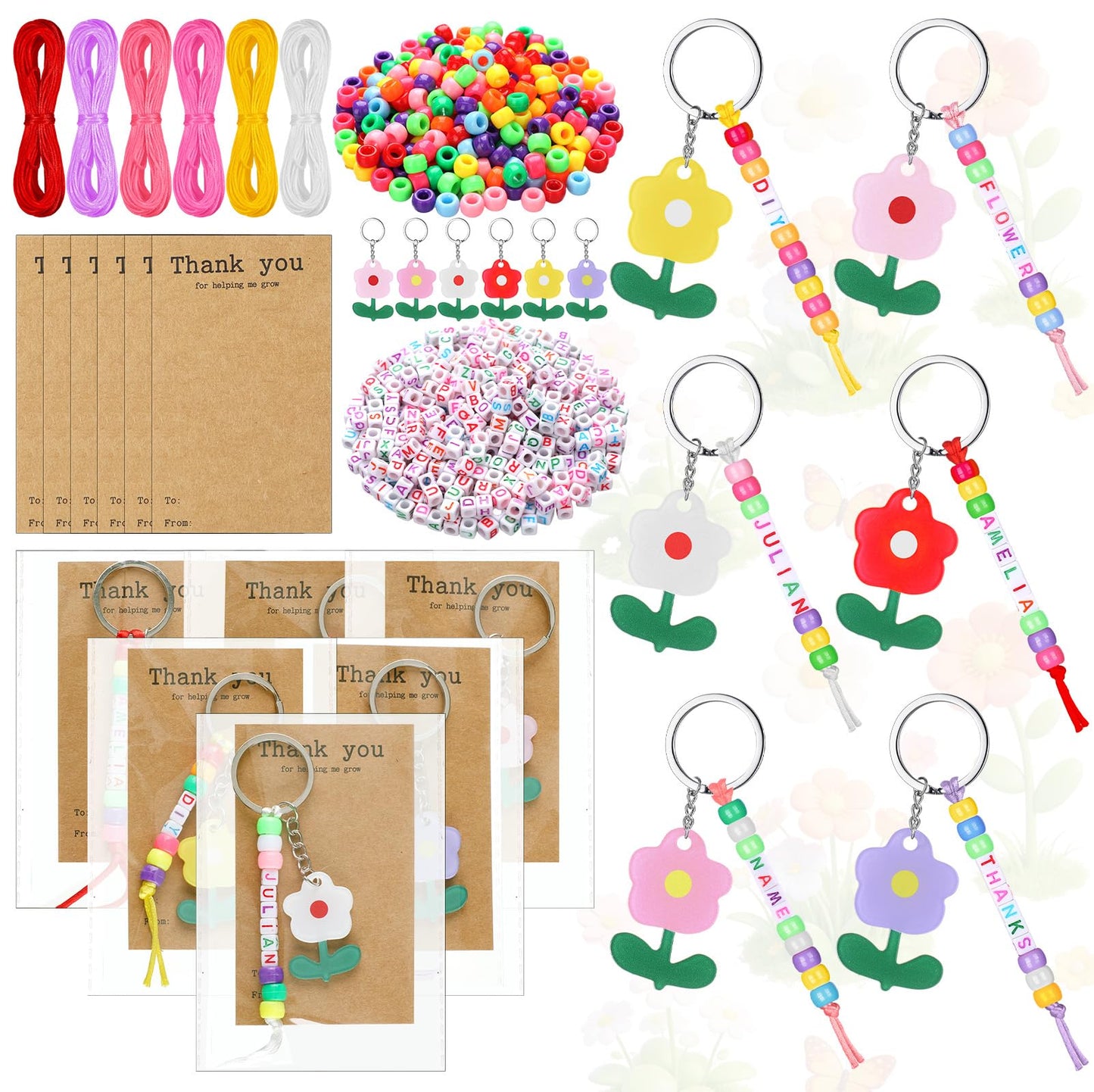 Suncalla 984 Pcs 24 Set Dinosaur Nugget Keychain Making Kit DIY Valentine's Key Chain Crafts Bead Adjustable Letter Beads Cards Strings Kit Gift Backpack Accessories Party Favors(Cute Color) WN420