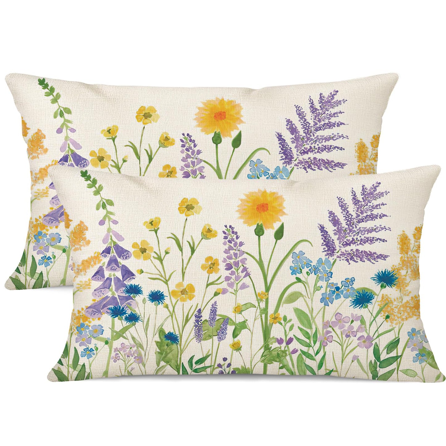 Spring Easter Pillow Covers 18x18 Set of 2 Rabbit Bunny Carrot Truck Spring Flowers Decorative Throw Pillow Covers for Home Office Sofa Bed Couch BST326L