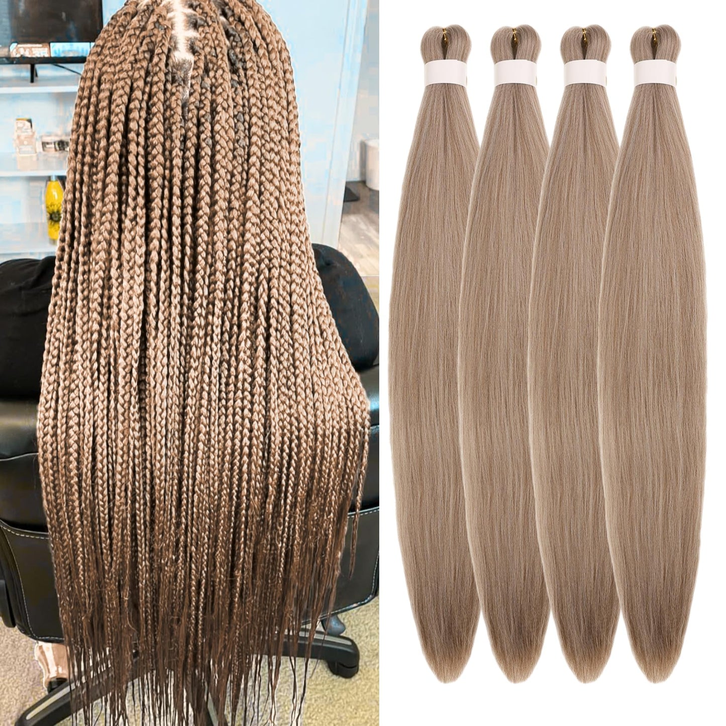 Purple Braiding Hair Pre stretched Knotless 26 inch | Hypoallergenic Synthetic Purple Prestretched Ez Braid Knotless Itch Free Soft Yaki Texture Hot Water Setting WN420