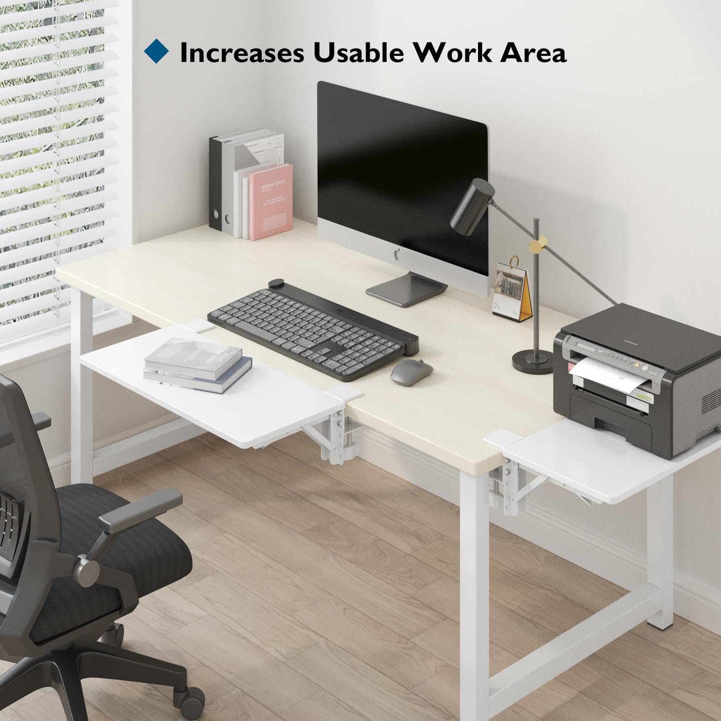 BONTEC Ergonomic Desk Extender Tray, 9.5"x9.1" Wrist Rest Shelf | 90°Foldable Elbow Support, Table Mount Arm, Clamp on Computer Arm Rest for Desk, Office & Home Use,Durable Easy to Install BST202