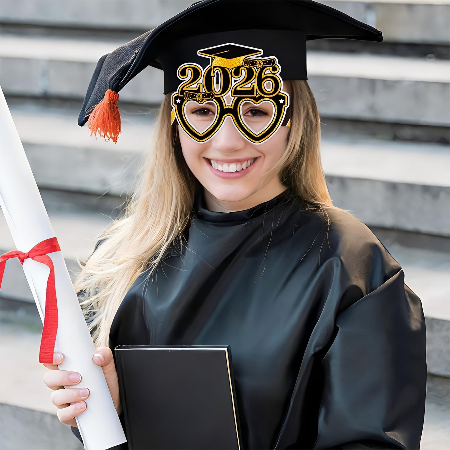 2026 Graduation Party Decorations Glasses, 12 Pcs Class of 2026 Grad Party Eyeglasses Photo Props, Graduation Photo Booth Props for Women Men College Graduation Favors Supplies (Blue) BST326L