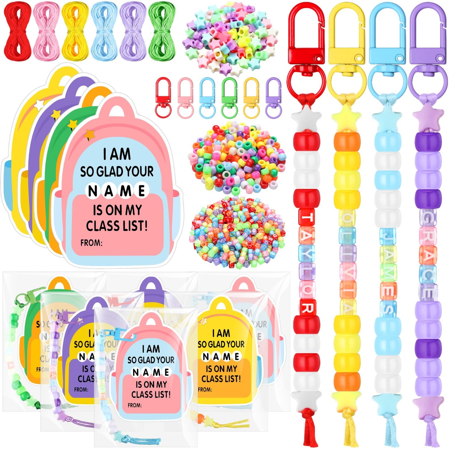 Suncalla 984 Pcs 24 Set Dinosaur Nugget Keychain Making Kit DIY Valentine's Key Chain Crafts Bead Adjustable Letter Beads Cards Strings Kit Gift Backpack Accessories Party Favors(Cute Color) WN420