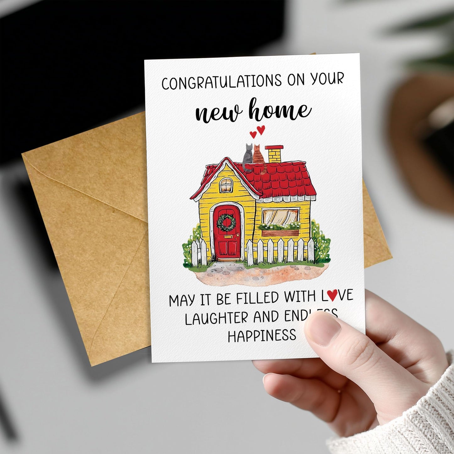 Congrats on Your New Home Housewarming Greeting with Gold Lettering and Key Design, Funny Congratulations Gift for New Homeowners, First-Time Buyers, Friends, Neighbors, Real Estate Clients Single 5.3''x8'' with Envelope BST326L