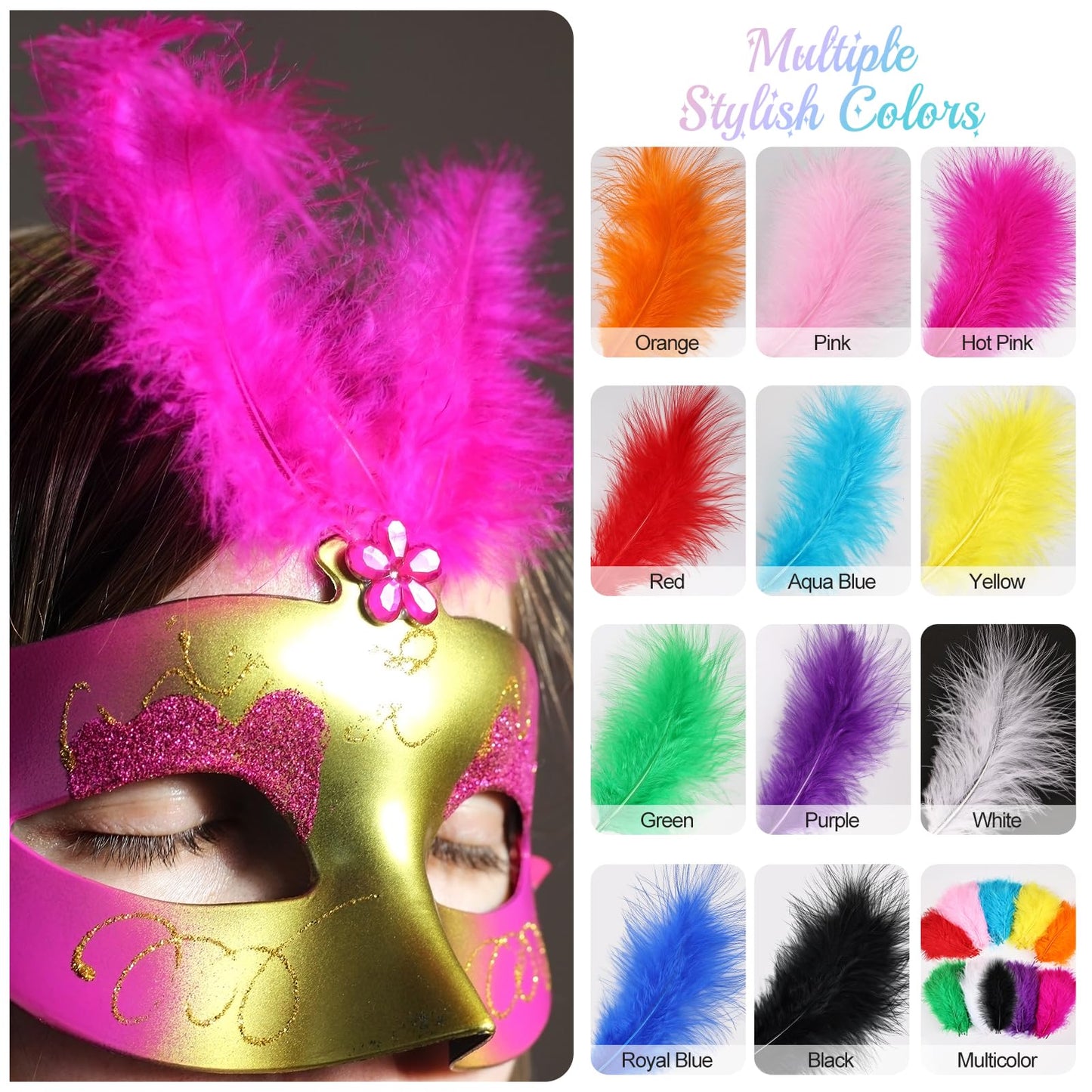 Fluffy Turkey Marabou Feathers 100pcs for Craft Dream Catcher Decoration - 4-7Inches Natural Feathers (Green) BST220