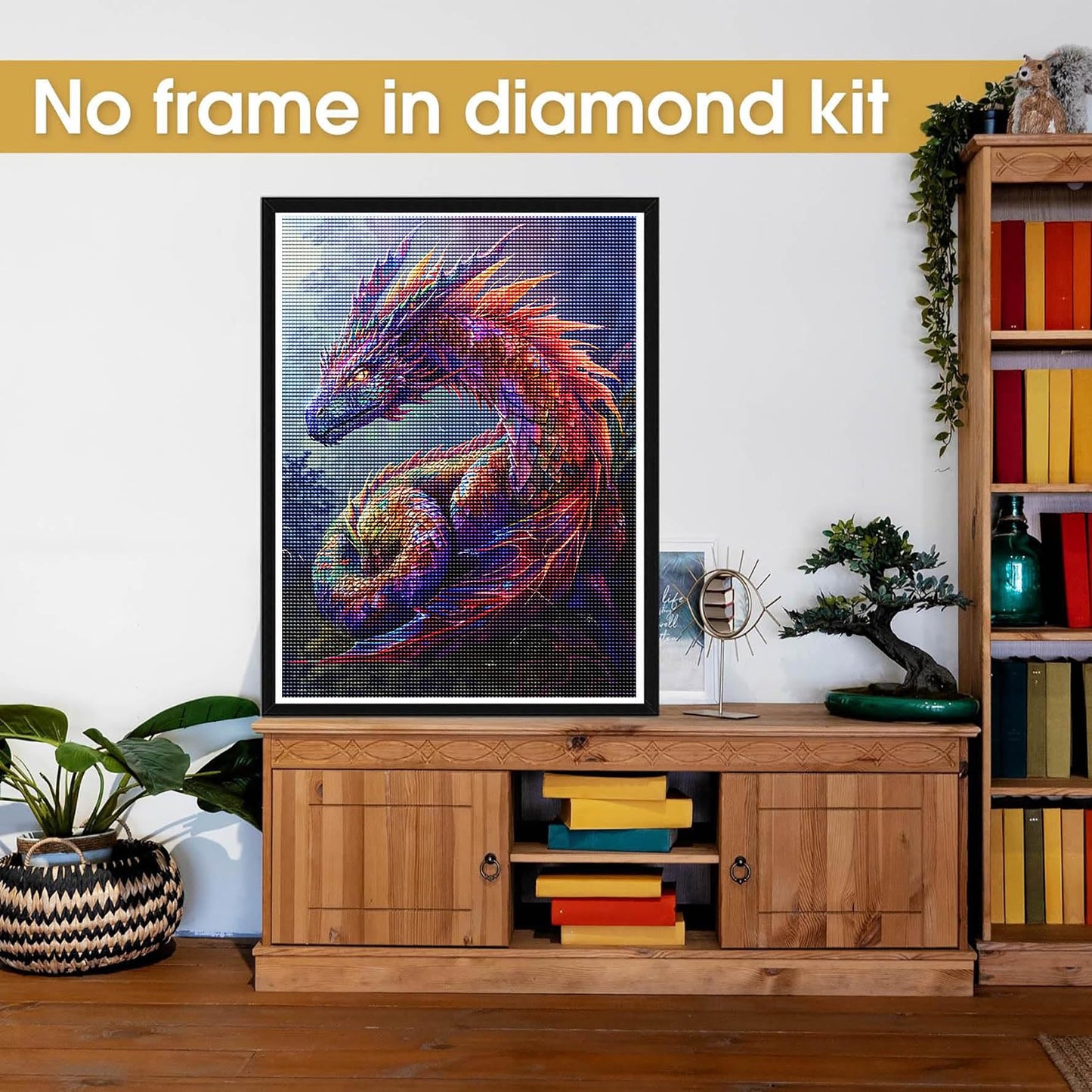 Bimkole 5D Diamond Art Kits for Adults Black and White Dragon, Full Drill DIY Rhinestone Embroidery Set Paint with Diamonds Art Animal by Number Kits Cross Stitch Home Wall Craft Decor 12x16 Inch BST220