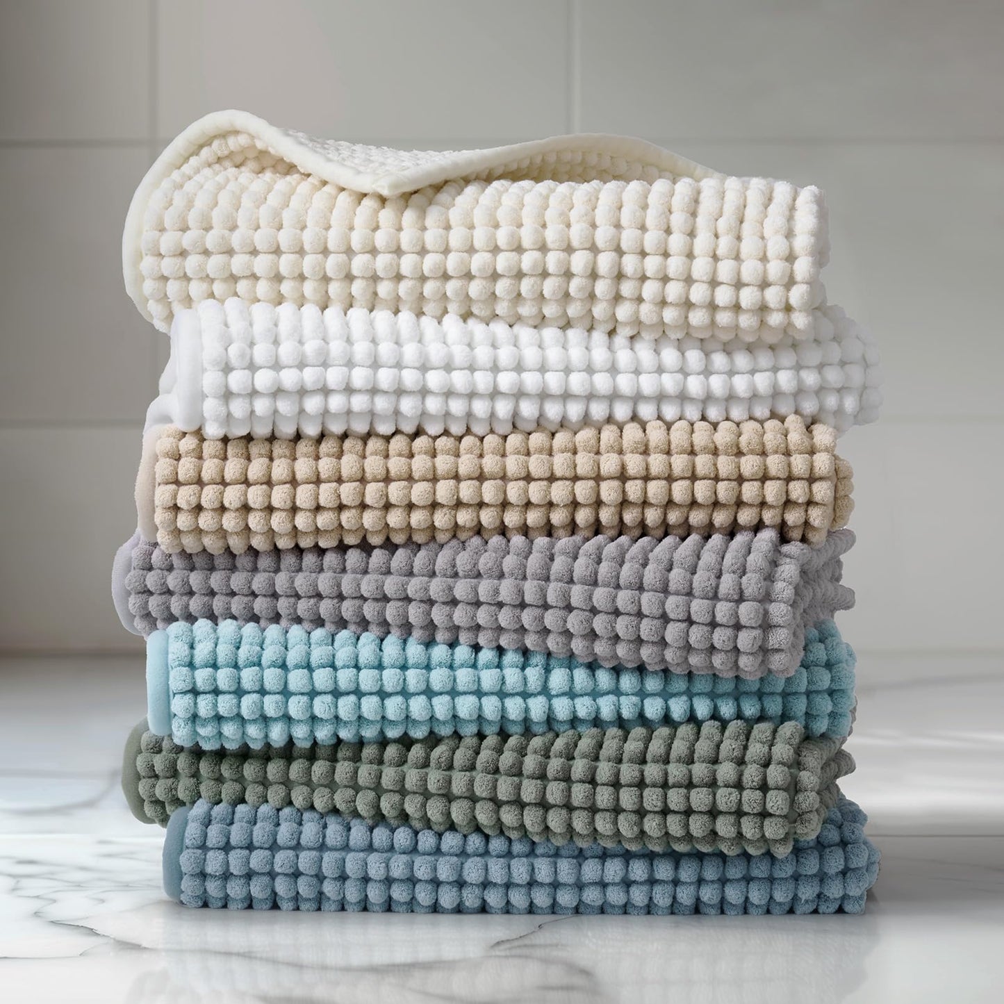 FRESHMINT Thick Chunky Chenille Bathroom Rug, Black, 20"x32" | Non-Slip Backing, Water Absorbent Surface, Machine Washable Care, Cushioned Comfort, Bathroom Floor Use BST220