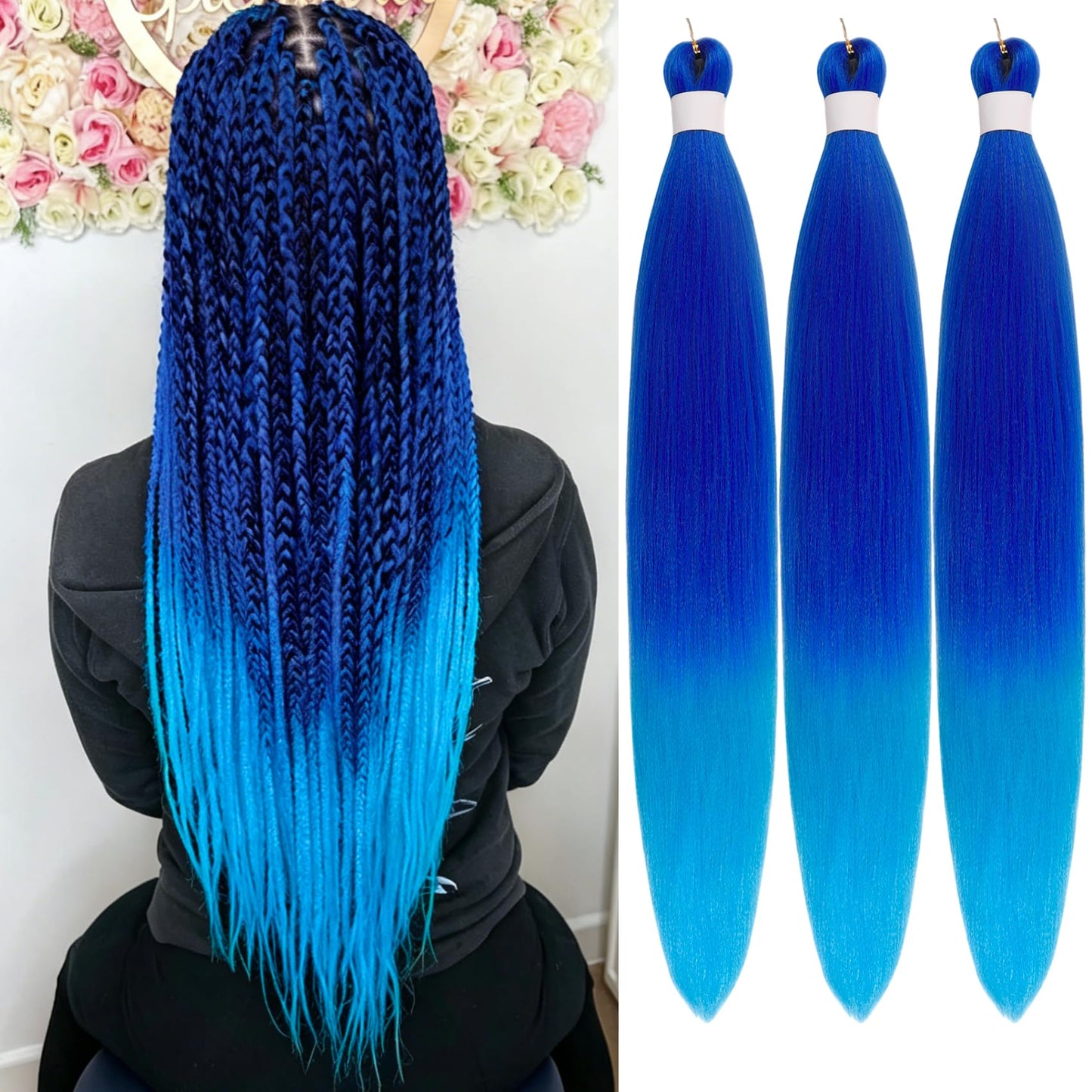 Purple Braiding Hair Pre stretched Knotless 26 inch | Hypoallergenic Synthetic Purple Prestretched Ez Braid Knotless Itch Free Soft Yaki Texture Hot Water Setting WN420