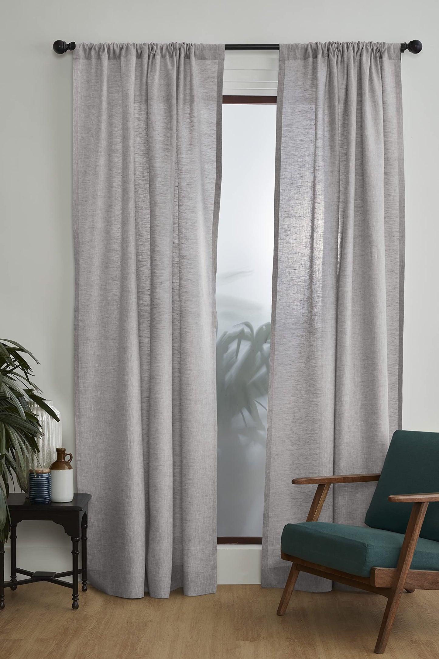 Solino Home 100% Pure Linen Curtain Panel Ivory, Linen Curtain 52 x 54 in | Drapery Panels a light filtering panel for any room, handwoven textured linen, rod pocket top, OEKO-TEX Certified, gift ready BST326SOLH