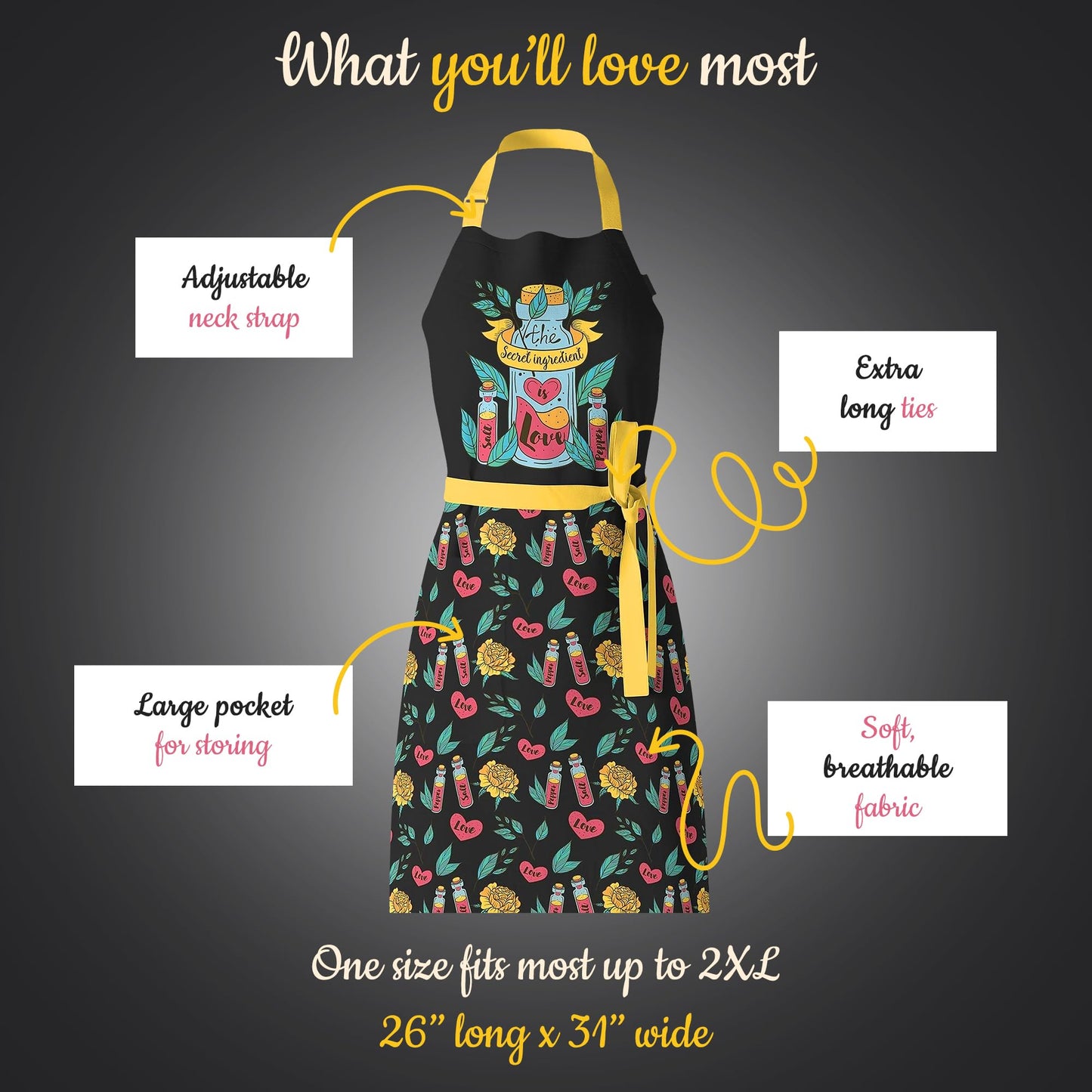 Waterproof Apron for Adults – Adjustable Fit with Deep Pockets, Stylish Cooking & Baking Apron for Women & Men