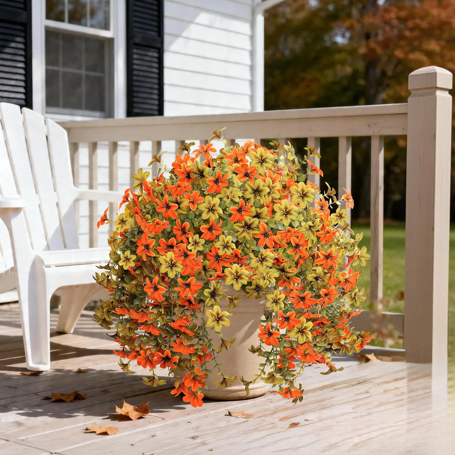 Artificial Flowers for Outdoor Faux Flowers for Plant Pot Spring Decoration | 2 Pcs Faux Hanging Plants UV Resistant Look Real Outside Home Garden Porch Patio Entrance Courtyard Decor BST326H