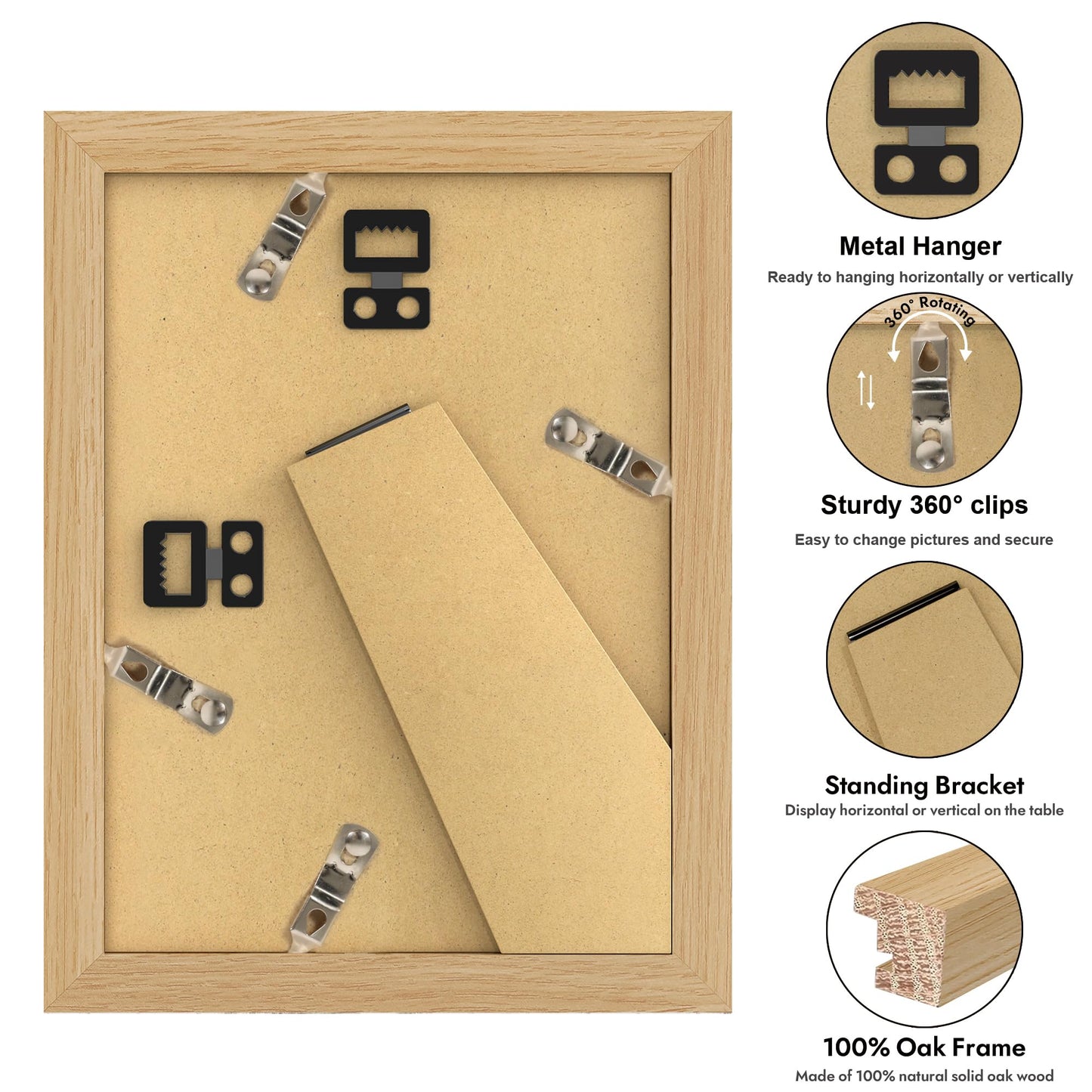 YESKAY 12x16 Picture Frame - 12 x 16 Photo Frame Made of Solid Oak Wood and Real Glass,Display Picture 4 Opening 5x7 with Mat or 12x16 Without Mat for Wall Mounting(Color Walnut) BST326H