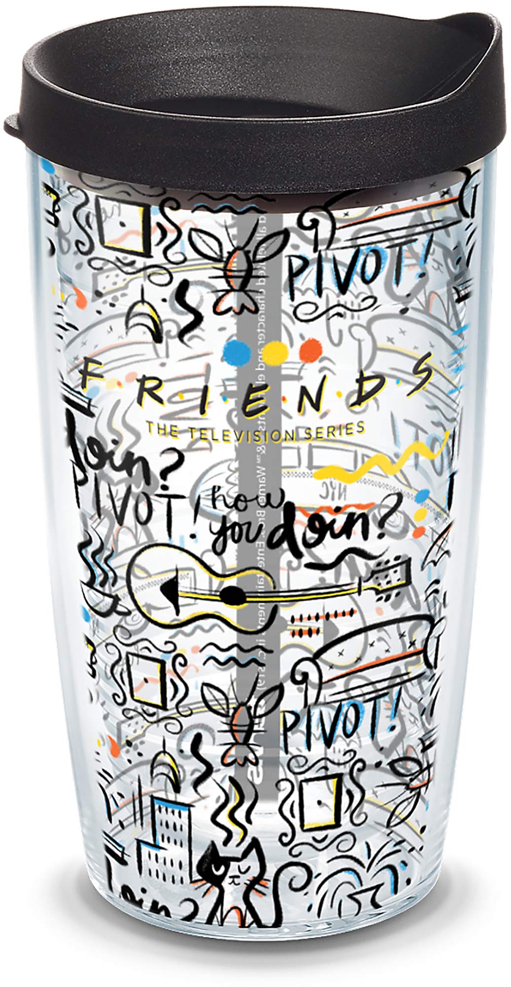 Tervis Friends Pattern Triple Walled Insulated Tumbler Travel Cup Keeps Drinks Cold & Hot, 20oz Legacy, Stainless Steel