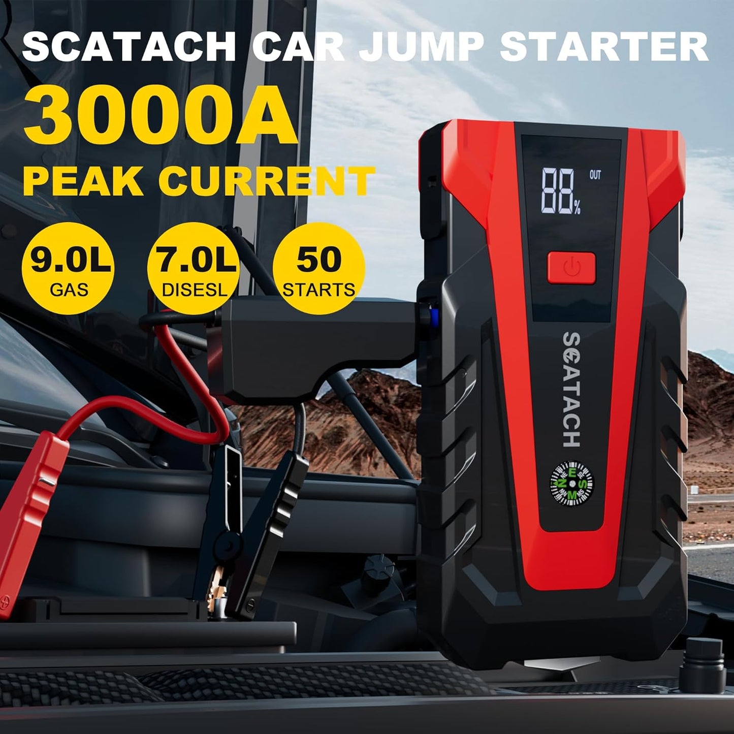 Jump Starter 3 in 1, Jump Starter, Power Bank, Flashlight 89