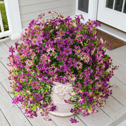 Artificial Flowers for Outdoor Faux Flowers for Plant Pot Spring Decoration | 2 Pcs Faux Hanging Plants UV Resistant Look Real Outside Home Garden Porch Patio Entrance Courtyard Decor BST326H