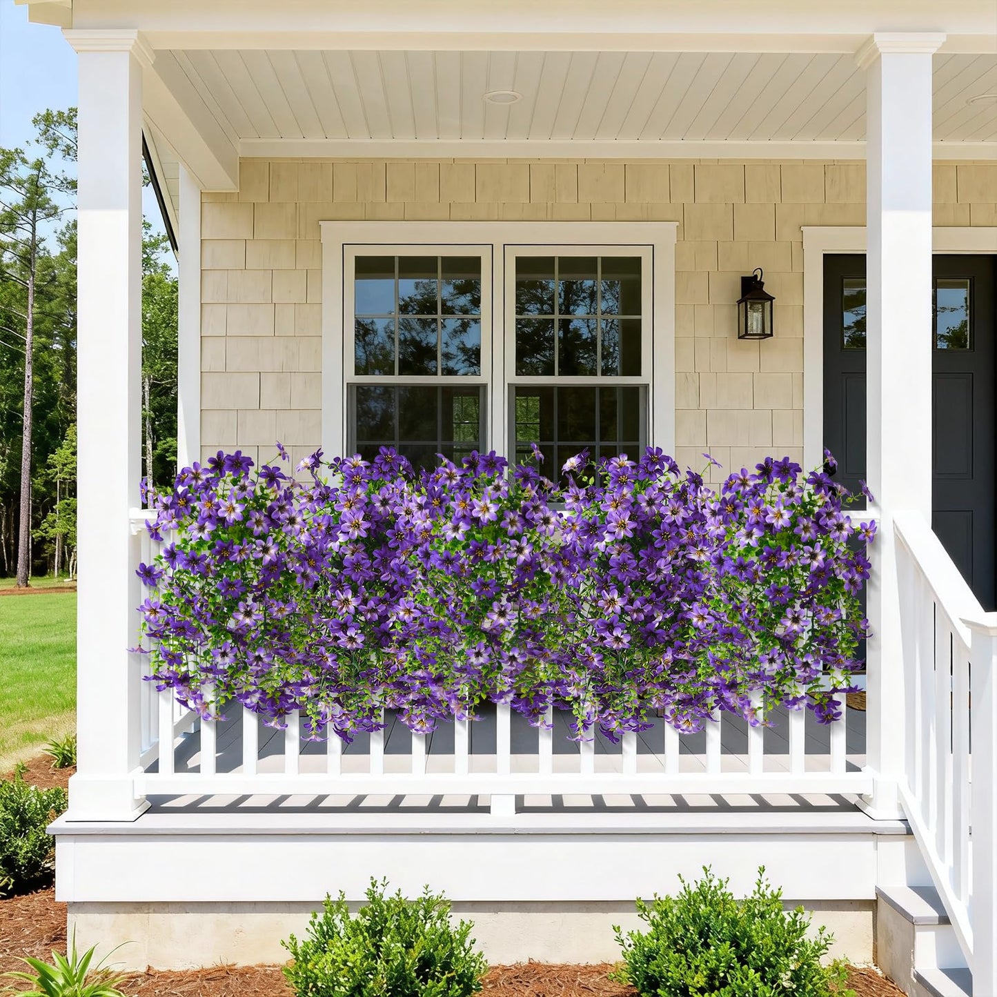 Artificial Flowers for Outdoor Faux Flowers for Plant Pot Spring Decoration | 2 Pcs Faux Hanging Plants UV Resistant Look Real Outside Home Garden Porch Patio Entrance Courtyard Decor BST326H