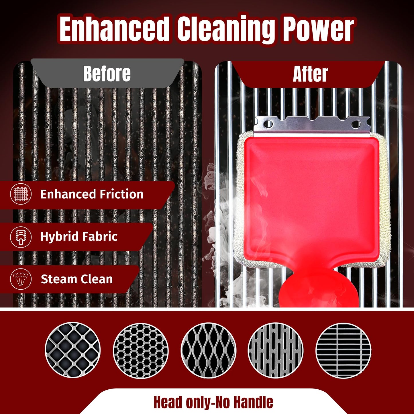 SHINESTAR Grill Brush for Outdoor Grill with 2 Replacement Heads - Cleaning BBQ Grill Brush and Scraper, Grill Brush Bristle Free with Non Metal Bristles, 3-Piece Set for Weber Traeger Grates WN420