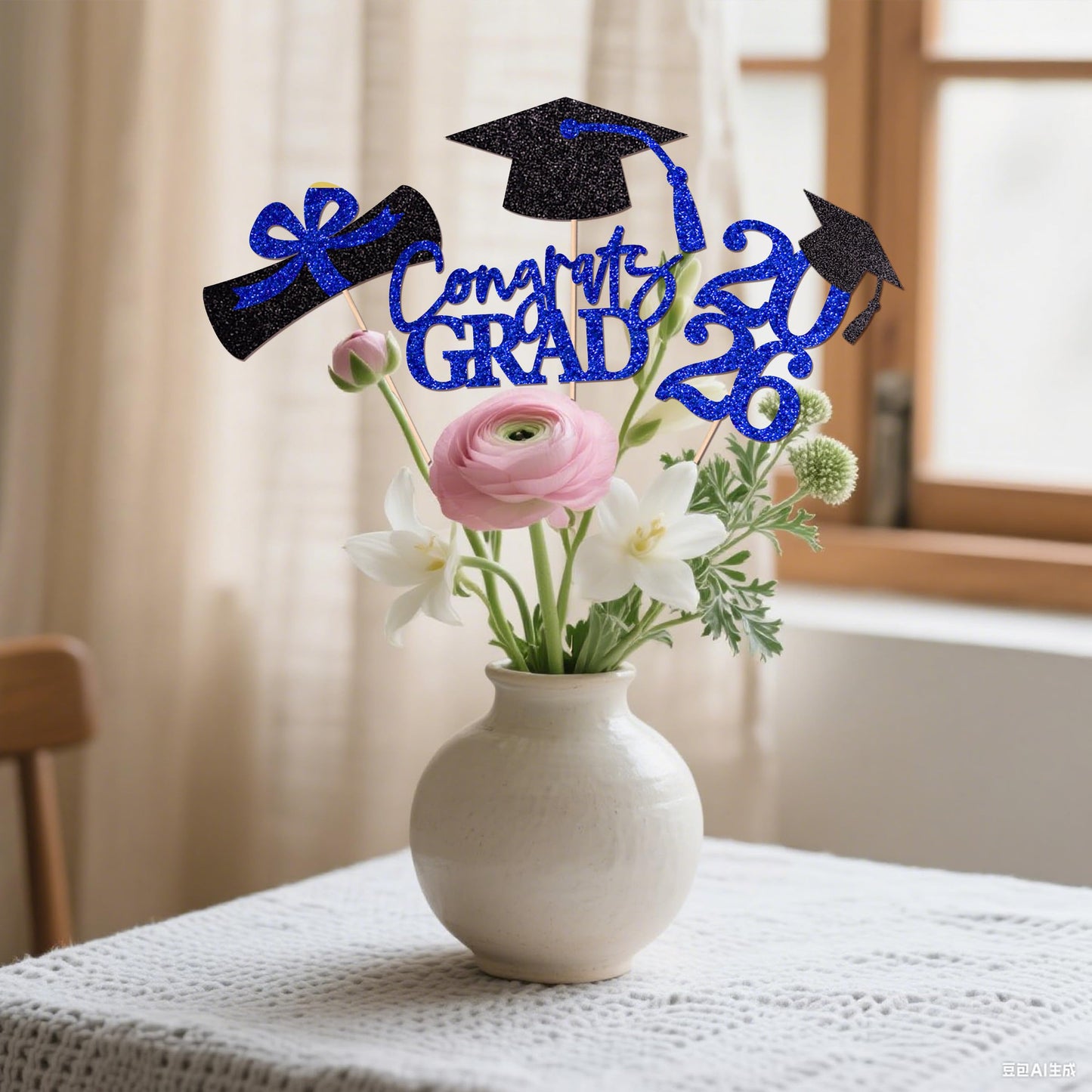 Graduation Centerpieces Class of 2026, 16 PCS Red Blue Double-Sided Table Toppers, Congrats Grad Party Decorations Supplies (Set of 4 Designs) WN420