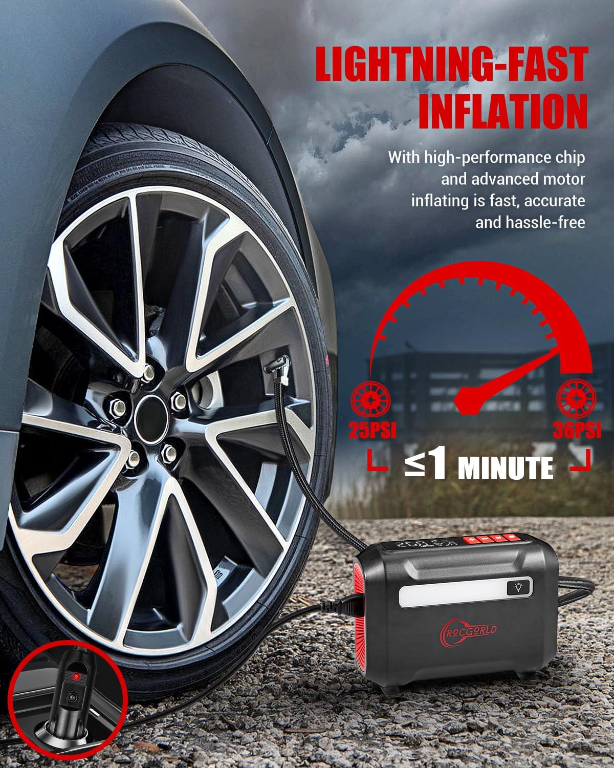ROCGORLD R8 Tire Inflator Portable Air Compressor 69