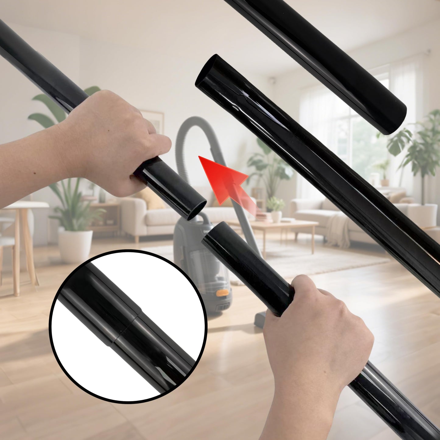 Vacuum Extension Tubes 2Pack, 1.25 Inch Diameter, 14.76" and 17.71" Length - Black | Compatible with 1-1/4 Inch Hose Wet/Dry Vacuum Cleaners | Versatile Tool (Black, 1 P14.76" +1 P 17.71 ") BST202