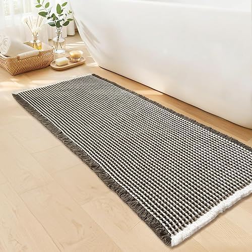 GRLYUH Waffle Bath Mat - Boho Bathroom Rugs Non Slip Washable N31