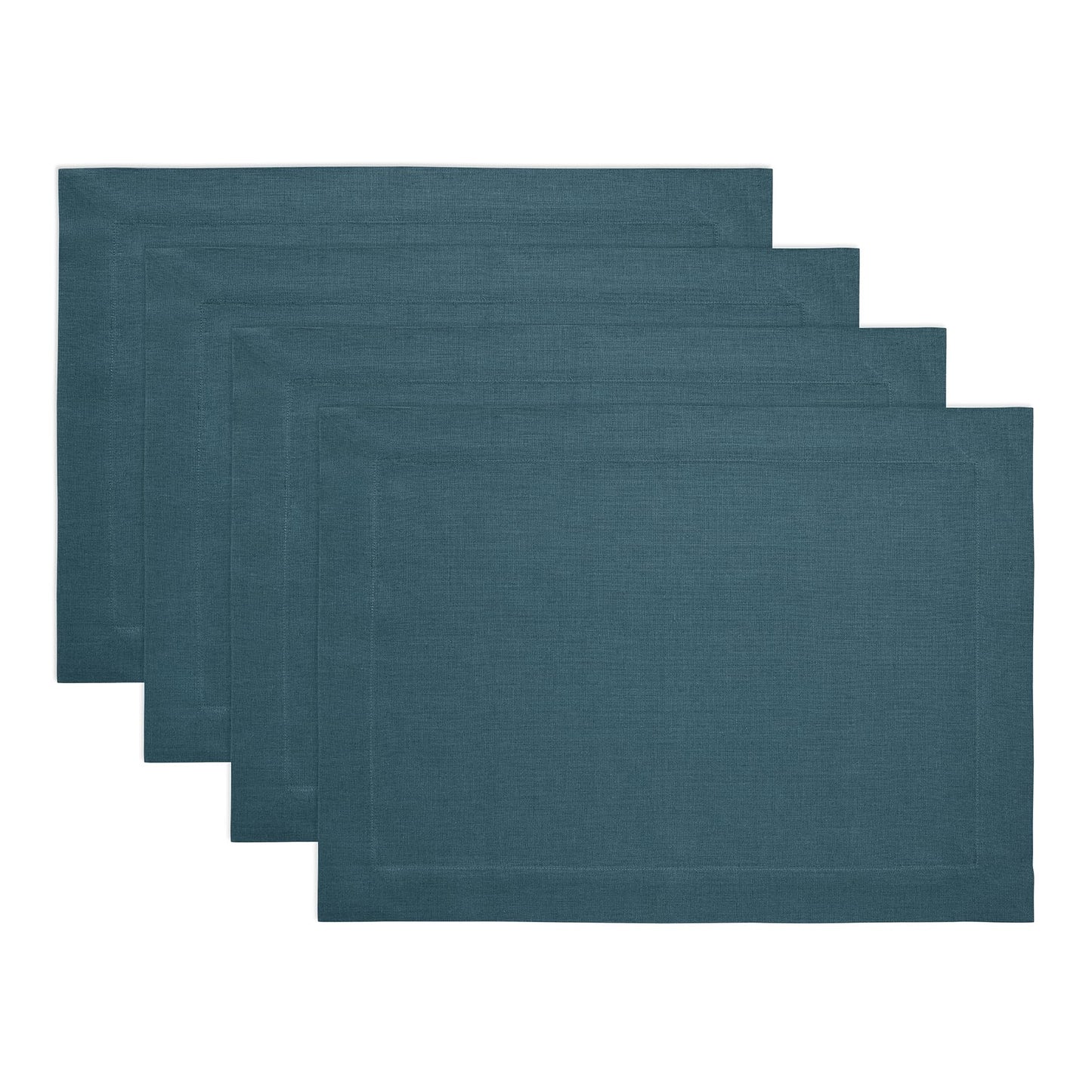 Solino Home 100% Linen Square Placemats White, Fete 14 x 14 in, Set of 4 | Square Table Mats square place settings for daily and festive dining; neatly mitered corners; Pure Linen; OEKO-TEX Certified BST326SOLH