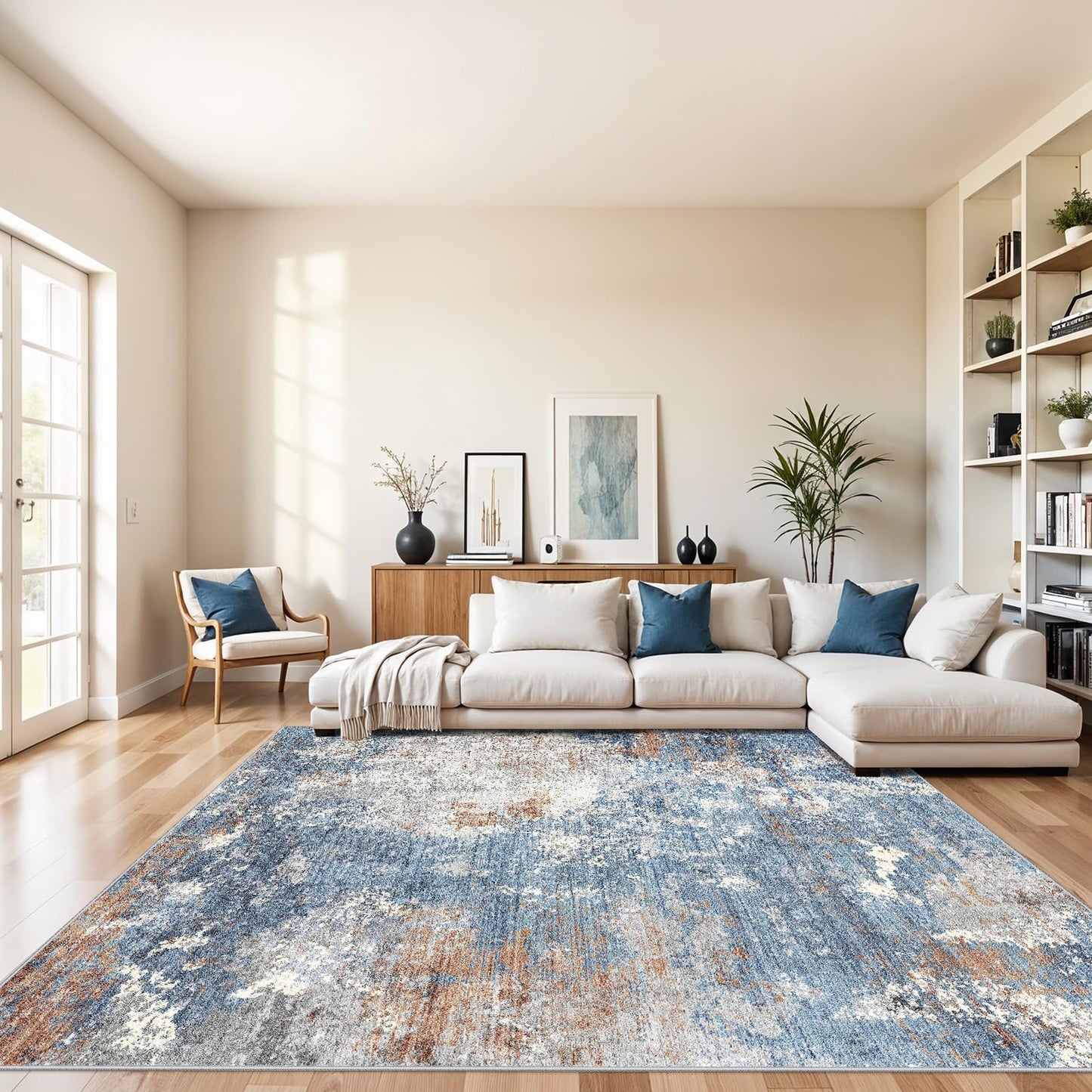2x3 Washable Entryway Rug – Non-Slip Modern Abstract Neutral Small Throw Area Rug for Kitchen, Bedroom – Soft Low Pile Thin Indoor Door Mat（Black Grey,2x3） BST326H