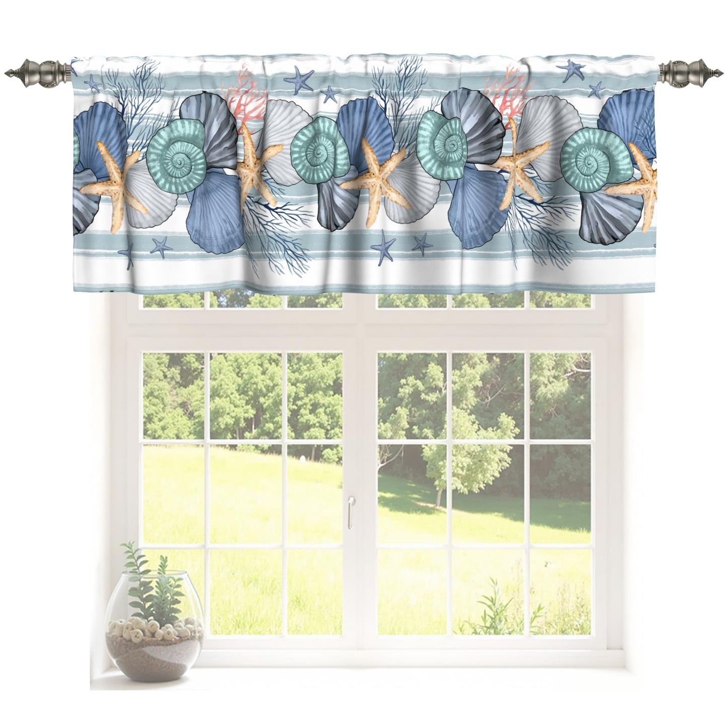 Patriotic Valance for Kitchen 2 Pack 54"x18" American Flag Curtains for Windows Red White Blue Stars 4th of July Independence Day Eucalyptus Leaf Window Treatment Rod Pocket Valance for Home Decor BST326L