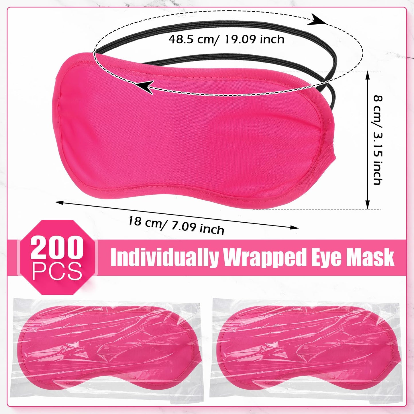 Tarpop 200 Pcs Eye Mask Sleeping Blindfold Eye Cover with Adjustable Strap for Games Party Team Building Travel Individually Wrapped Sleep Mask for Women Men (Blue)