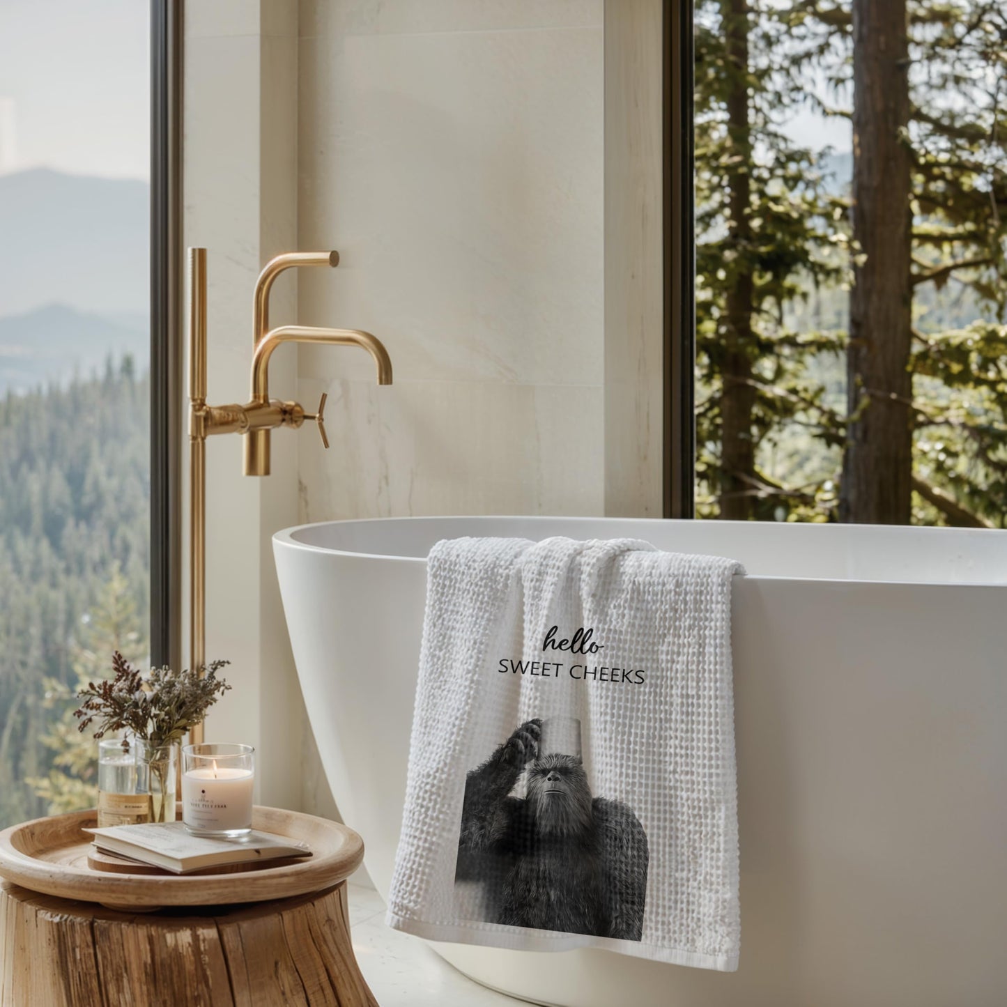 Funny Bear Bathroom Hand Towels Set of 2, Hello Sweet Bear Bathroom Decor, Funny Wild Animal Hand Towels for Washroom Restroom Decor, 16x24 Inch BST326L