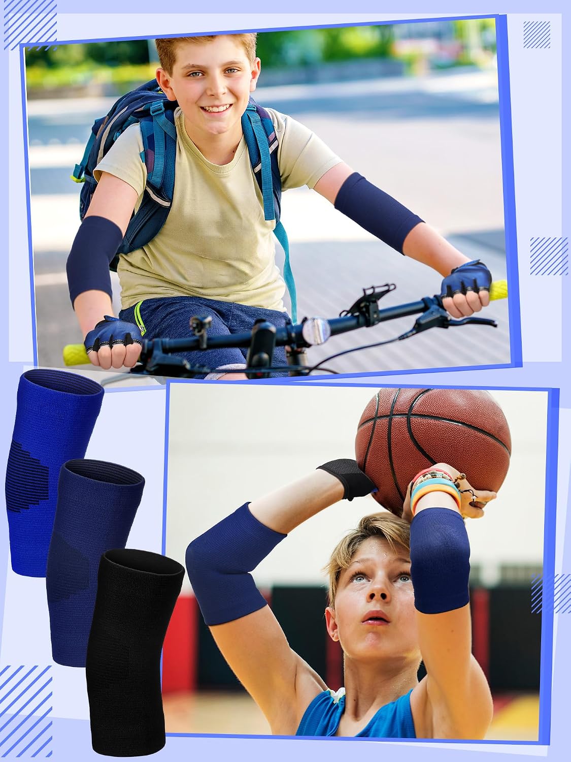 Chicingyou 6 Pairs Skating Protective Gear Kids Sports Elbow Pads Set for Teens Boys Girls Youth for Biking, Cycling, Skiing, Volleyball, Cycling WN420