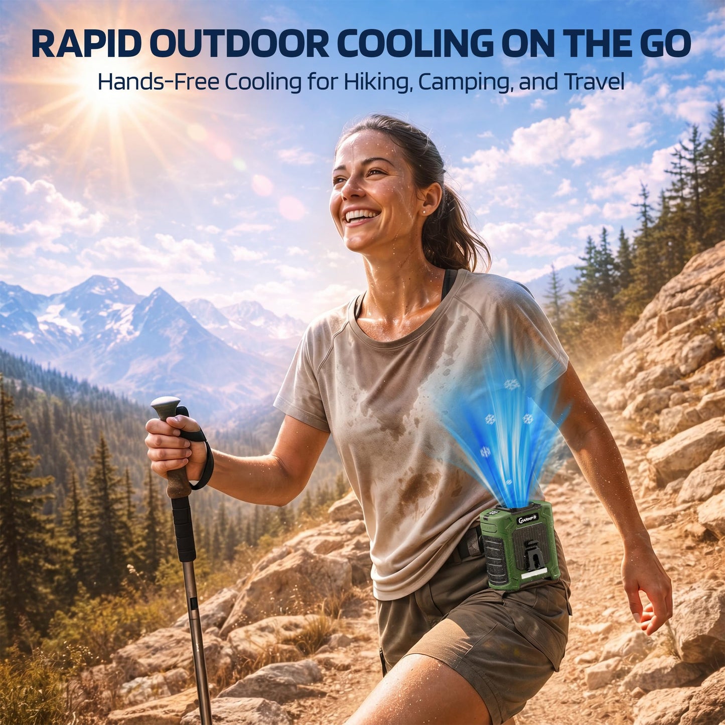 Portable Waist Fan - 6000mAh Battery, 3 Speeds, Strong Airflow, Up to 16 Hours Working Time, Portable Hands-Free Cooling Belt Clip Fan for Construction Workers, Couriers, and Campers BST202