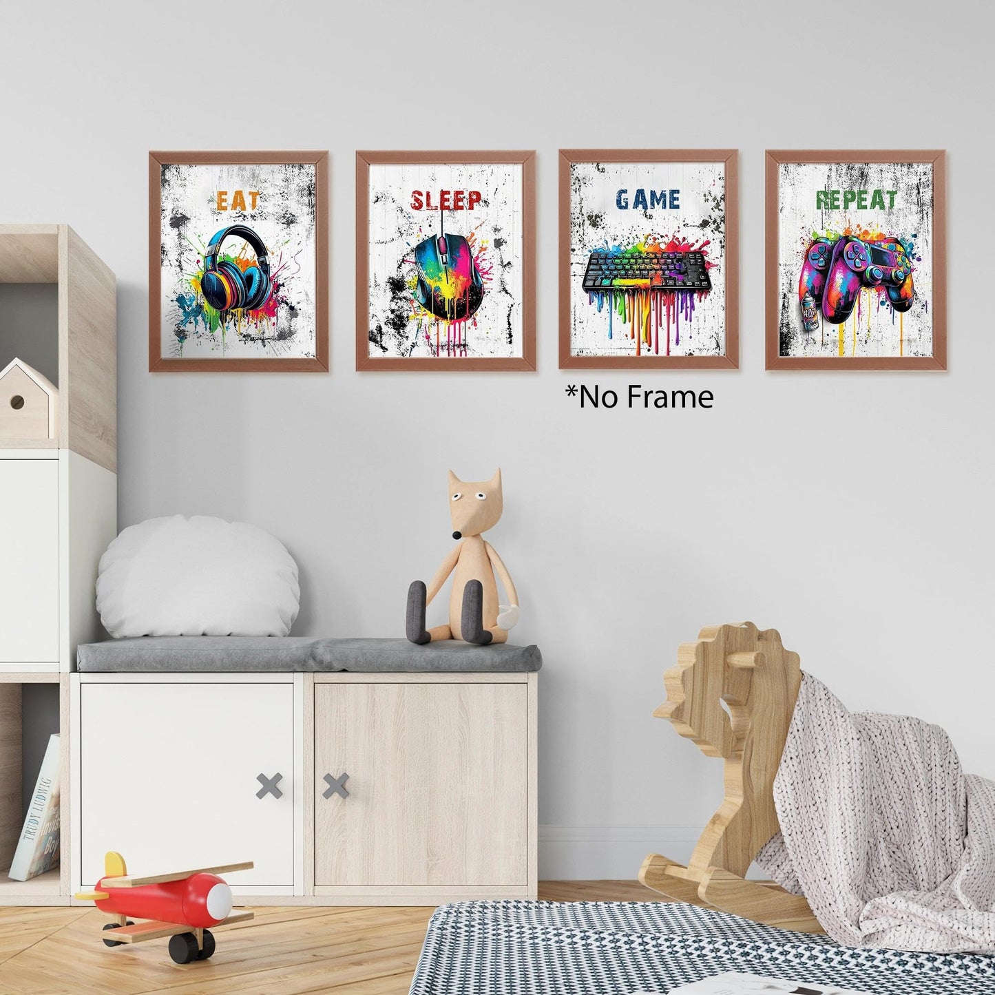 Retro Video Game Gaming Poster Prints for Home Boys Room Playroom Decor,Black And White Video Game Decorations Prints Wall Art Unframed 4pcs 8x10inches,Gift for Gamer Boys Gaming Love (8×10 inc) BST220
