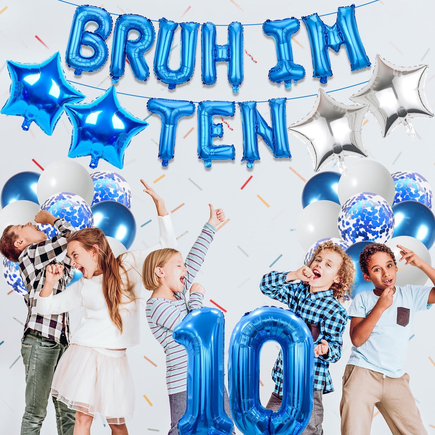 9th Birthday Decoration Balloon Banner - 33 Pcs Blue Bruh Im Nine Letter Banners Number 9 Star Foil Latex Balloons for Boys And Girls Happy Birthday Celebration Party Decor Supplies BST326L