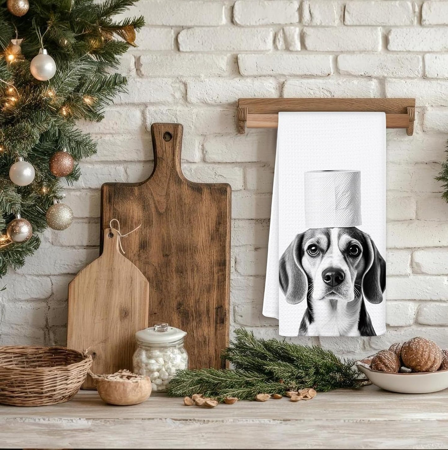 Funny Beagle Dog Hand Towels for Bathroom Washroom, Dog Bathroom Decor, Beagle Gifts for Women Men Dogs Lovers, Funny Puppy Bathrooms Hand Towels, 16x24 Inch BST326L