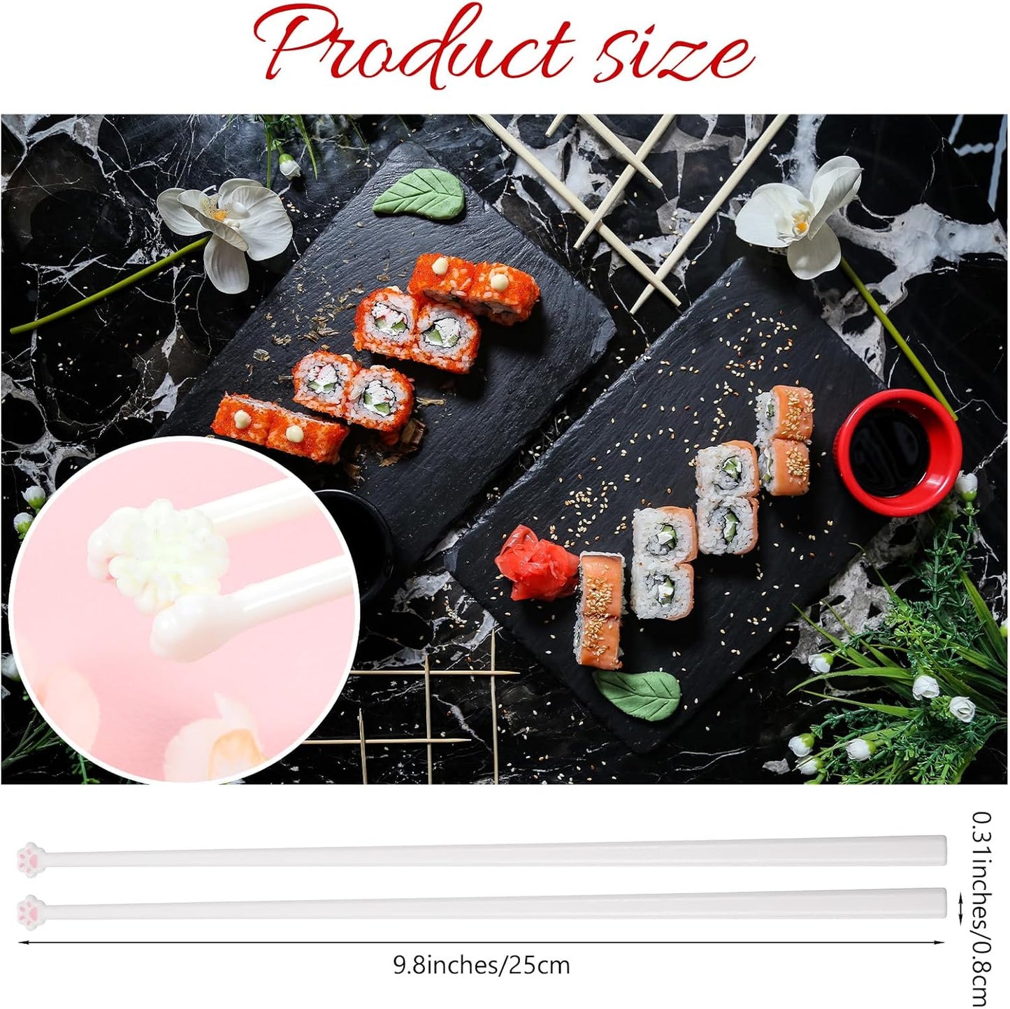 2 Pairs Cute Cat Paw Chopsticks, Cat Chopsticks, Snack Chop Sticks,Cute Fun Pink Paw Prints Lightweight Non-Slip Grip Eating Reusable Chopstick, Kitty Themed Chopstick Gift for Cats Lovers WN420