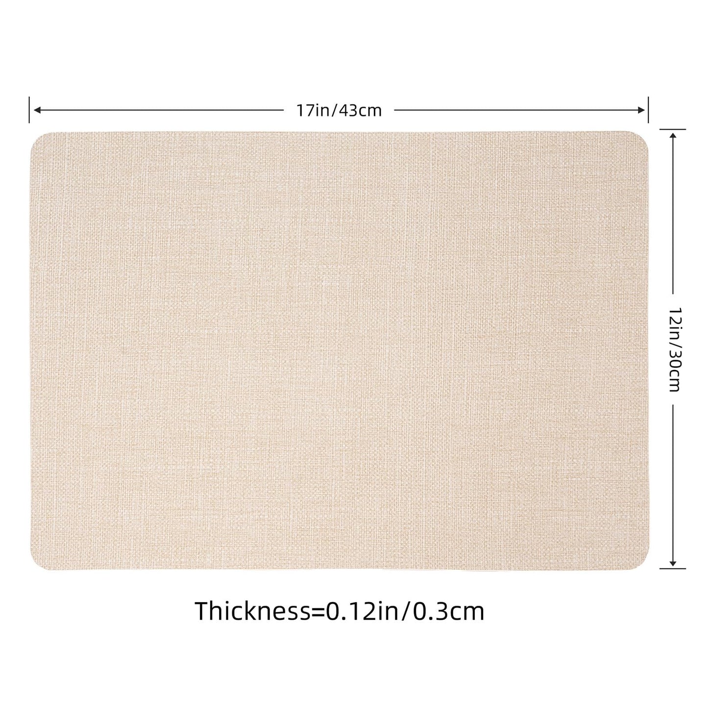 Faux Leather Placemats Set of 6, Wipeable Waterproof Stain Resistant Table Mats, Heat Resistant Thick Placemats with Hand-Painted Edges for Kitchen Dining, Imitative Linen Texture, Various Shapes BST326H