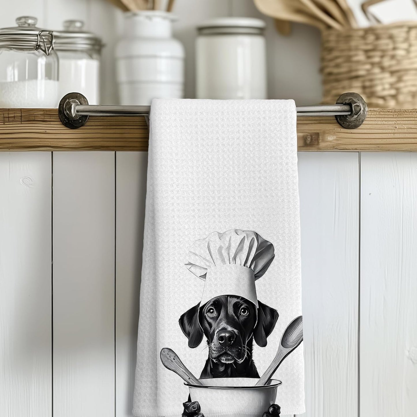Funny Black Labrador Retriever Kitchen Towels, Black Lab Gifts Dish Tea Towels for Kitchen Decor, Gifts for Labrador Dog Lovers Hand Towels, 16x24 Inches BST202