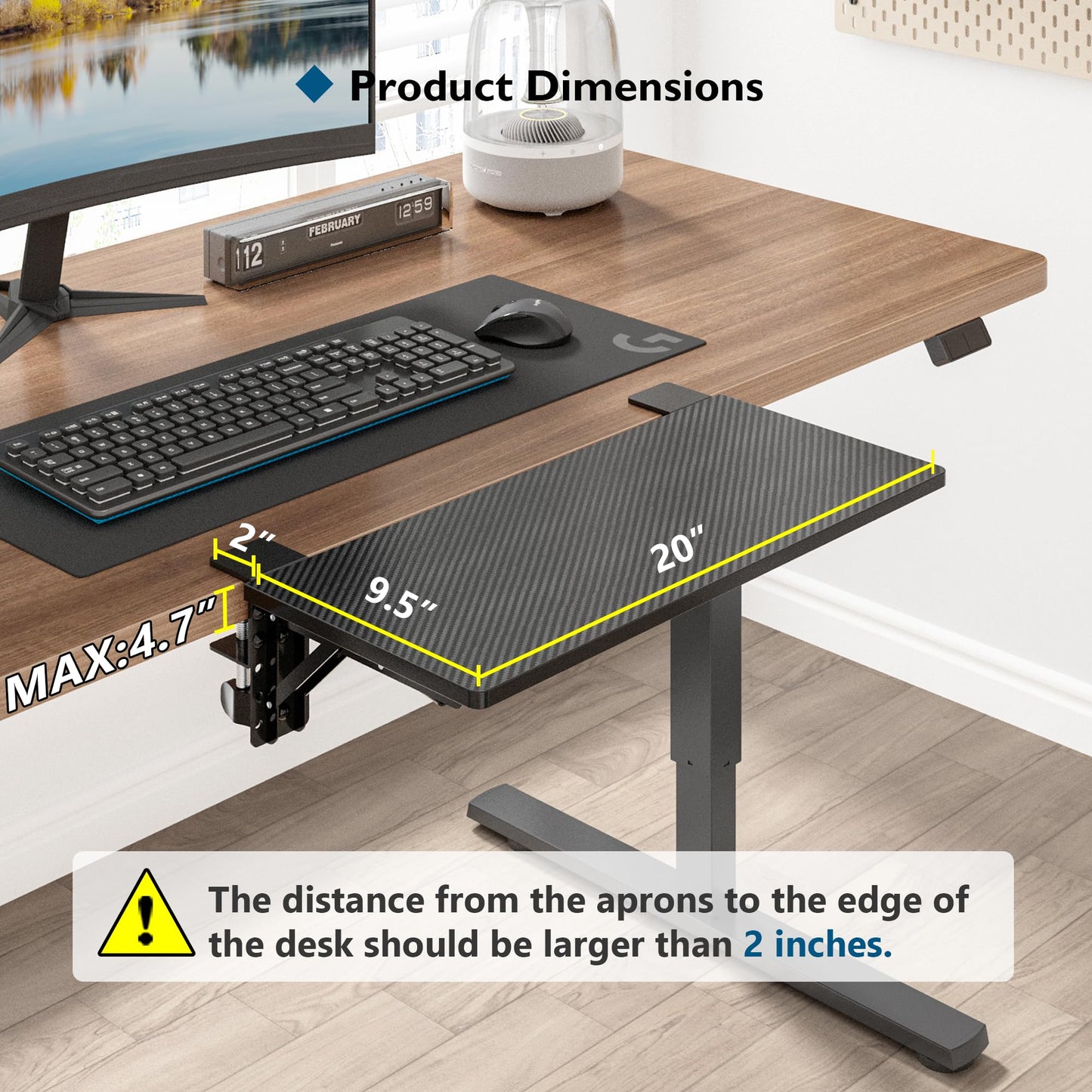 BONTEC Ergonomic Desk Extender Tray, 9.5"x9.1" Wrist Rest Shelf | 90°Foldable Elbow Support, Table Mount Arm, Clamp on Computer Arm Rest for Desk, Office & Home Use,Durable Easy to Install BST202