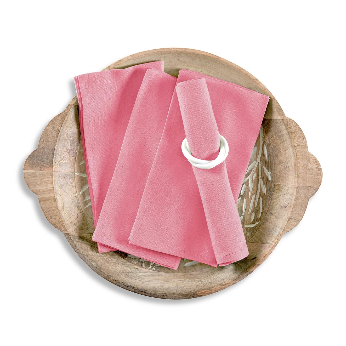 Solino Home 100% Linen Square Placemats White, Fete 14 x 14 in, Set of 4 | Square Table Mats square place settings for daily and festive dining; neatly mitered corners; Pure Linen; OEKO-TEX Certified BST326SOLH