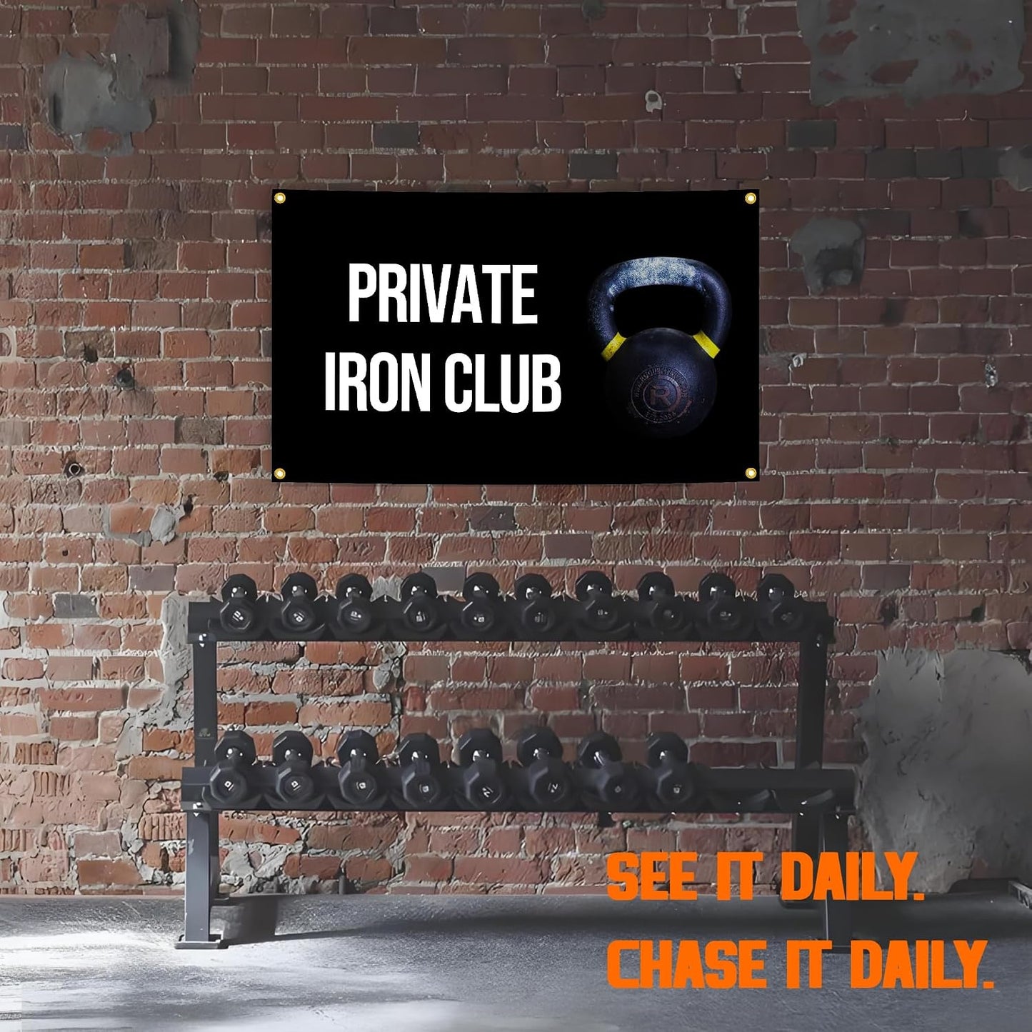 Lyeedoom Private Iron Club Motivational Gym Banner 5x3FT | Inspirational Fitness Wall Art, For Home Gym Garage Office Dorm Room, Exercise Encouragement Tapestry, Positive Quotes BST202
