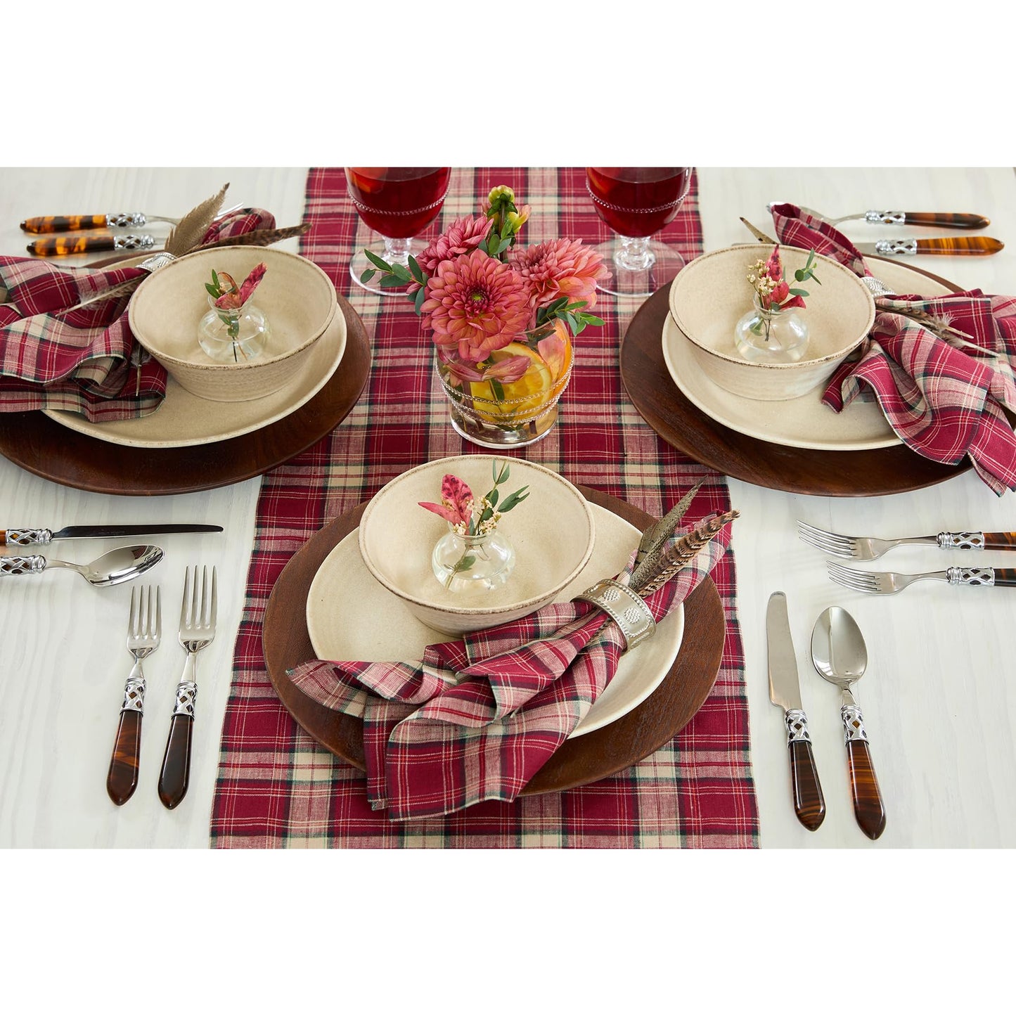 Solino Home 100% Linen Table Runner Multicolor, Rustic Plaid 14 x 72 in | Table Runners for 4-6 seater dining tables, hallway tables and cabinets | Rustic Multicolor | Pure Linen | OEKO-TEX Certified BST326SOLH