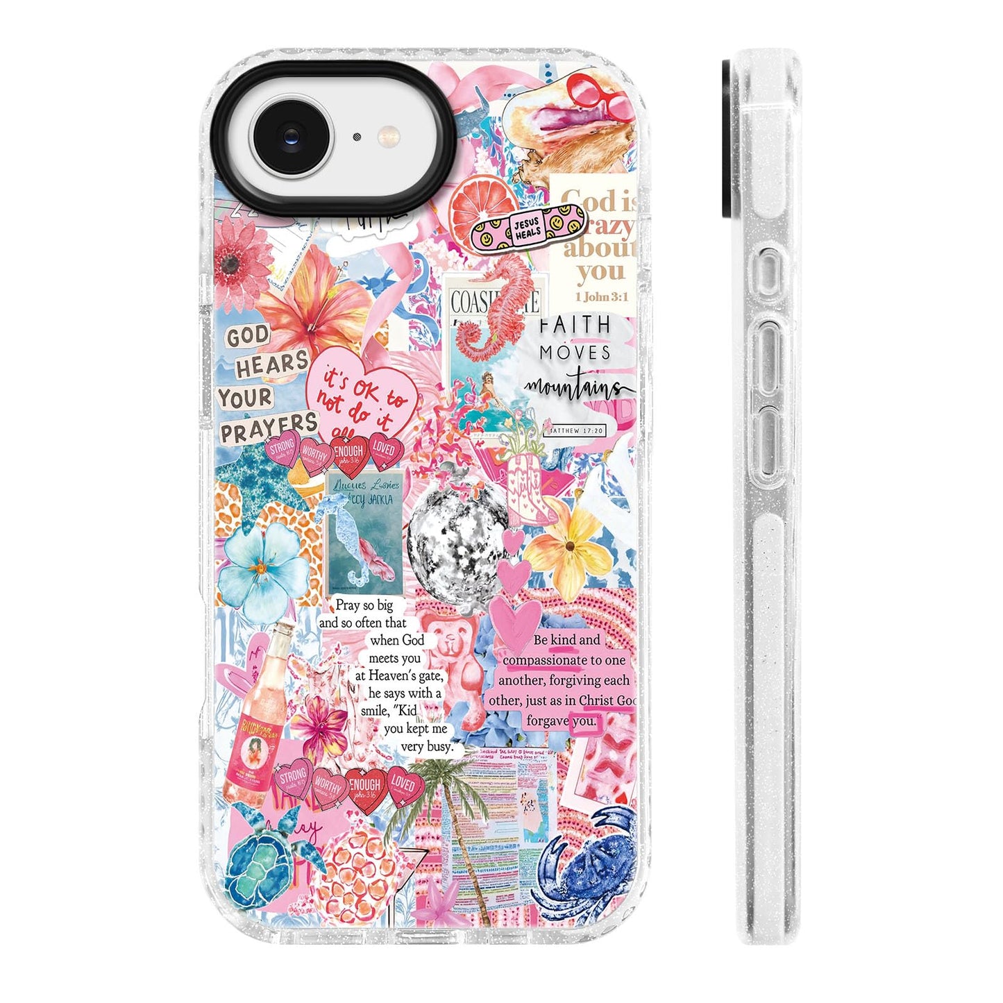 for iPhone 16 Pro Case [Military-Grade Drop Protection/Stylish Soft TPU Protective/Camera Protection/for Women & Girls] - Beach Party Collage Pattern with Mermaid WN420