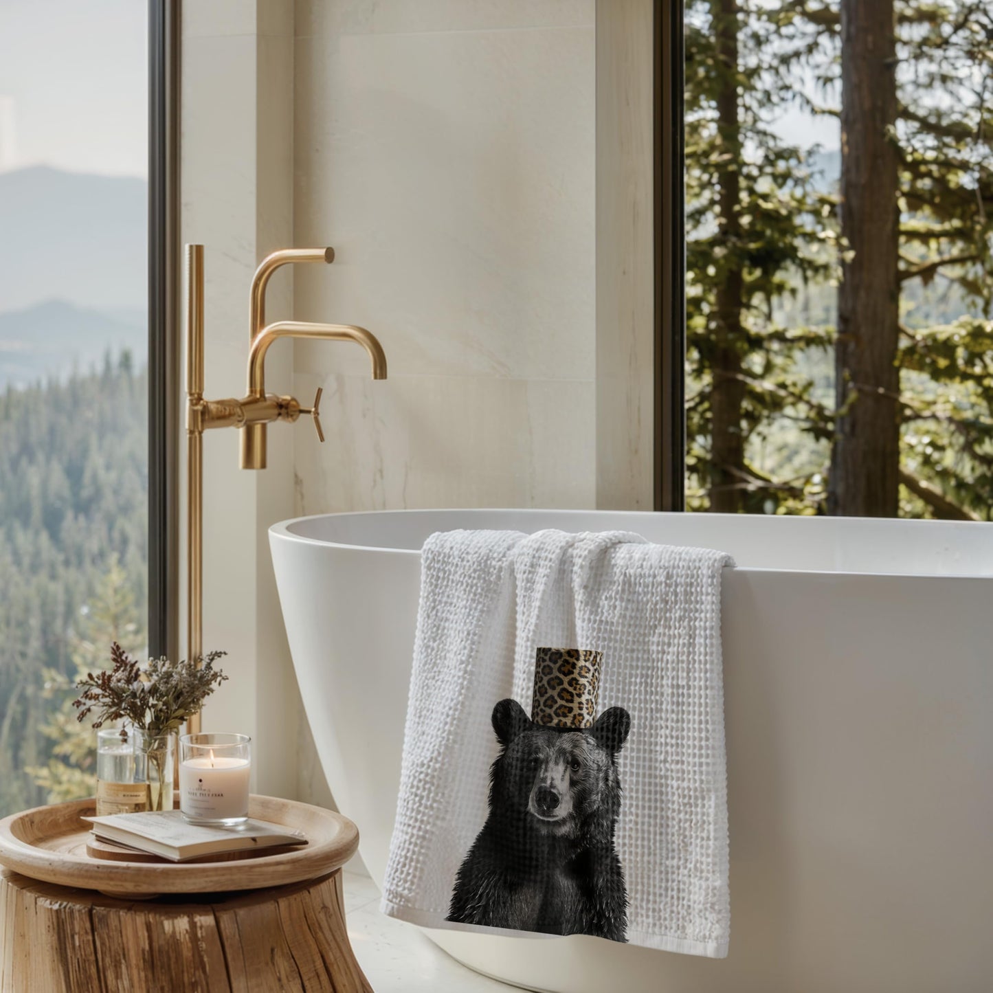 Funny Bear Bathroom Hand Towels Set of 2, Hello Sweet Bear Bathroom Decor, Funny Wild Animal Hand Towels for Washroom Restroom Decor, 16x24 Inch BST326L