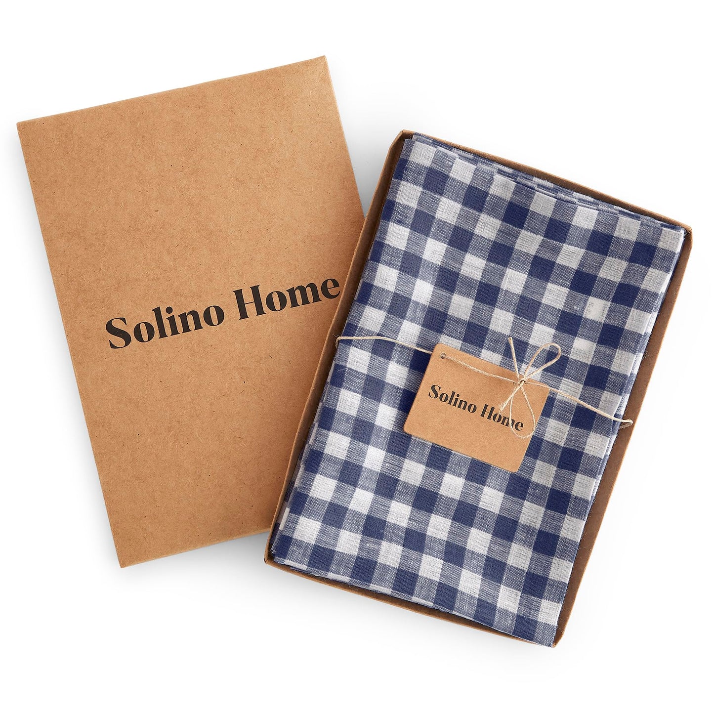 Solino Home 100% Linen Napkins Hydrangea Blue Check, 20 x 20 in, Set of 4 | Gingham Check Cloth Napkins for everyday meals, hosting and gifting; gingham checkered weave; Pure Linen; OEKO-TEX Certified BST326SOLH