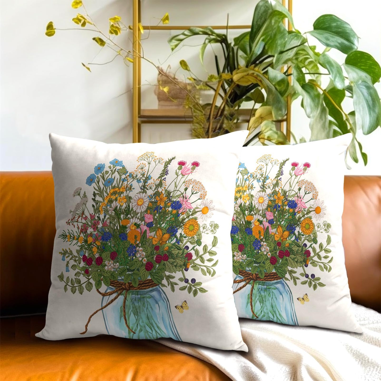 Fall Pumpkin Throw Pillow Cover 18x18inch Set of 2 Autumn Maple Leaf Pillowcases Orange Fall Leaves Cotton Cushion Case for Thanksgiving Farmhouse Home Couch Sofa Patio Decor BST202