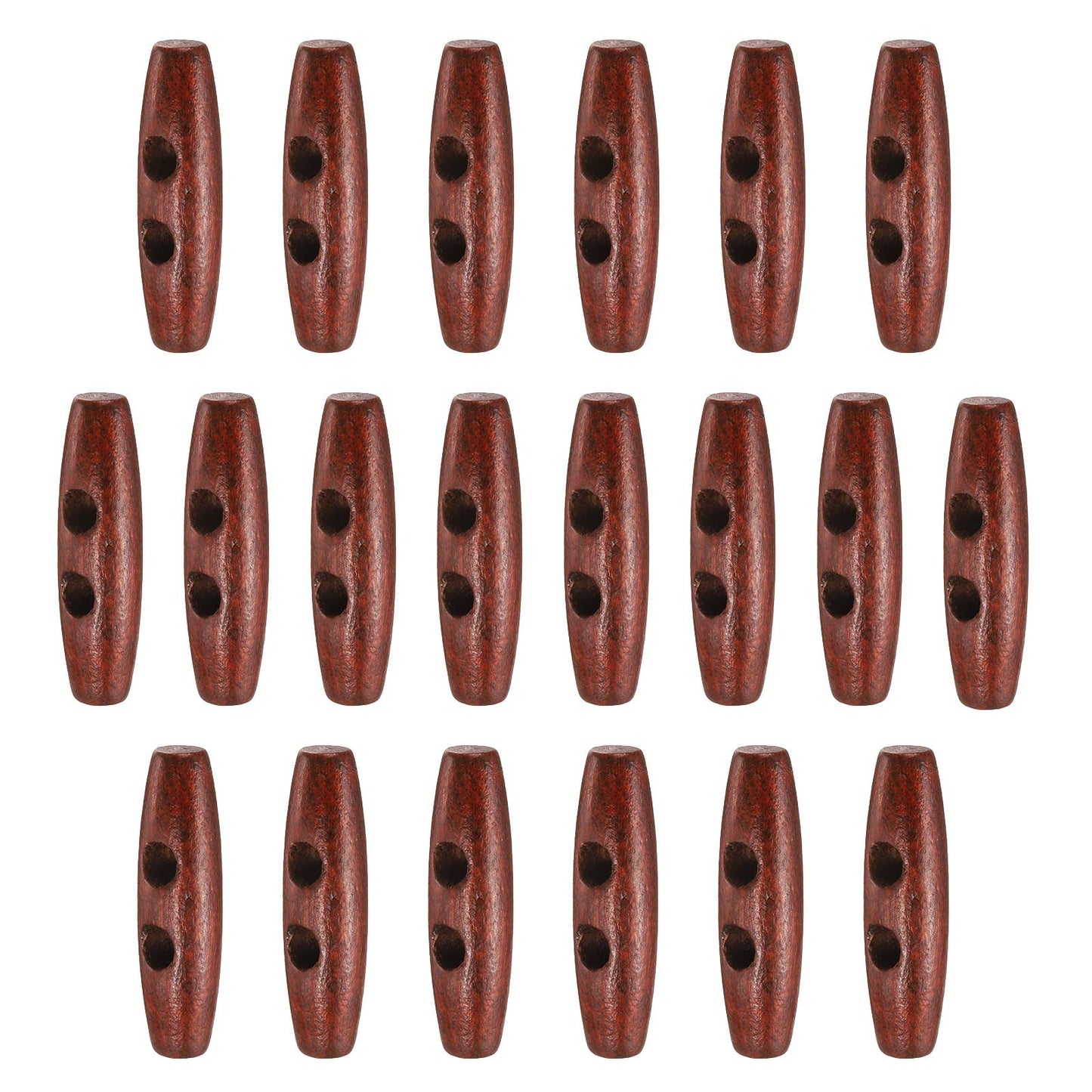 HARFINGTON 60mm / 2.4" Wooden Toggle Buttons 20pcs 2-Hole, Maroon | Wood Olive Sewing Buttons Horn Oval Buttons Sewing Accessories for Coat Sweaters Clothing DIY Craft BST326L