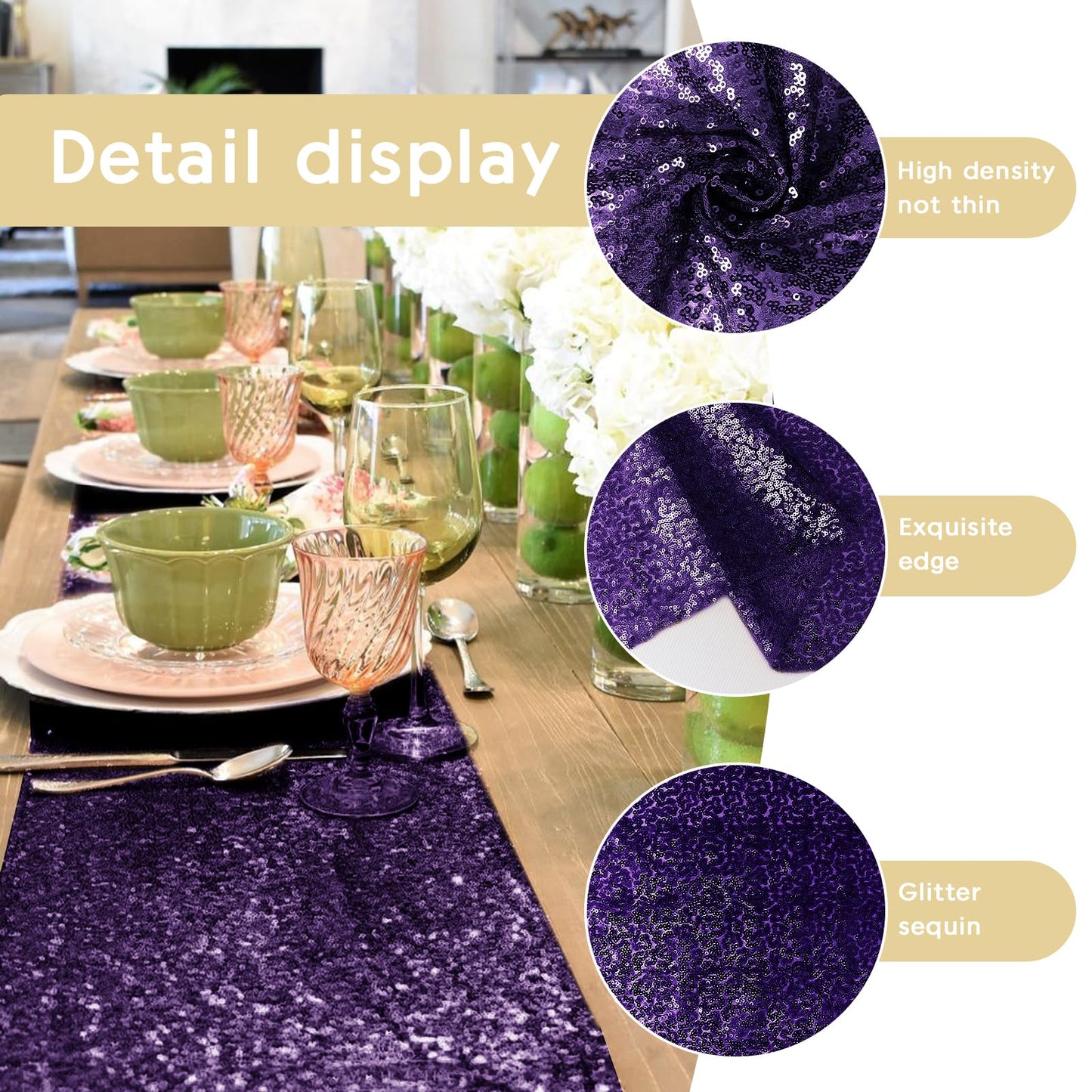 10 Packs 12 x 72 inches Sequin Table Runner, Orange Glitter Table Runner for Birthday Party Supplies Wedding Engagement Baby Shower Holiday Celebration Event Decorations WN420