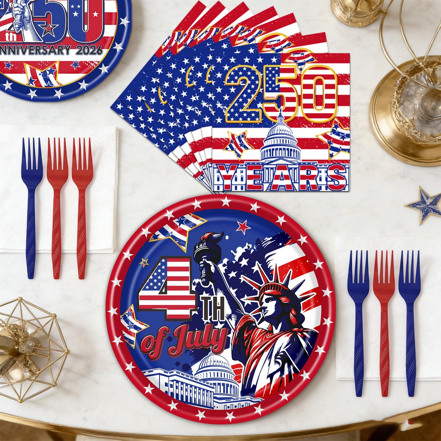 Gameza July Christmas Party Decorations Tableware, 96PCS There's Some Hohoho's in July Disposable Paper Plates and Napkins Decoration, Summer Xmas Beach Forks Decor Supplies Serves 24 BST220