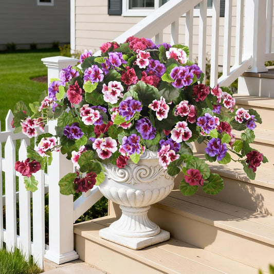 Hommyea Artificial Flowers for Outdoor Decor 2 Pcs Silk Fake Flowers, UV Resistant Faux Flowers for Outdoor Planters No Fade Spring Summer Flowers for Home Porch Garden Patio Yard Decorations WN420