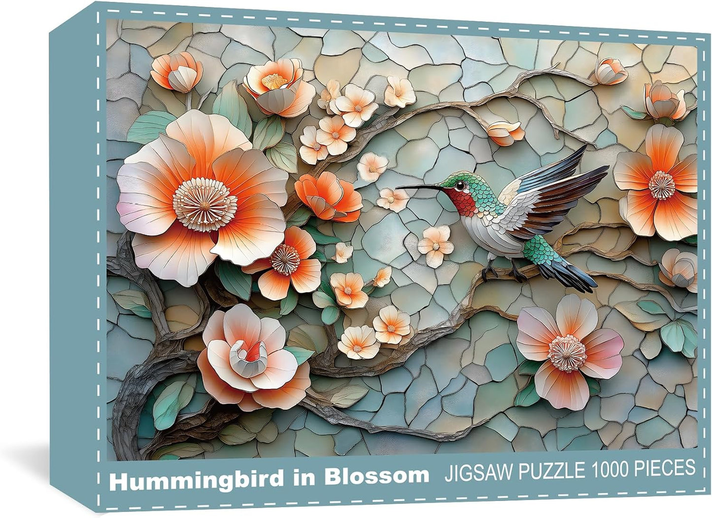 Puzzles for Adults 1000 Pieces, Flower Mosaic Jigsaw Puzzles - Hummingbird in Blossom, Piece Relax Puzzles for Family WN420